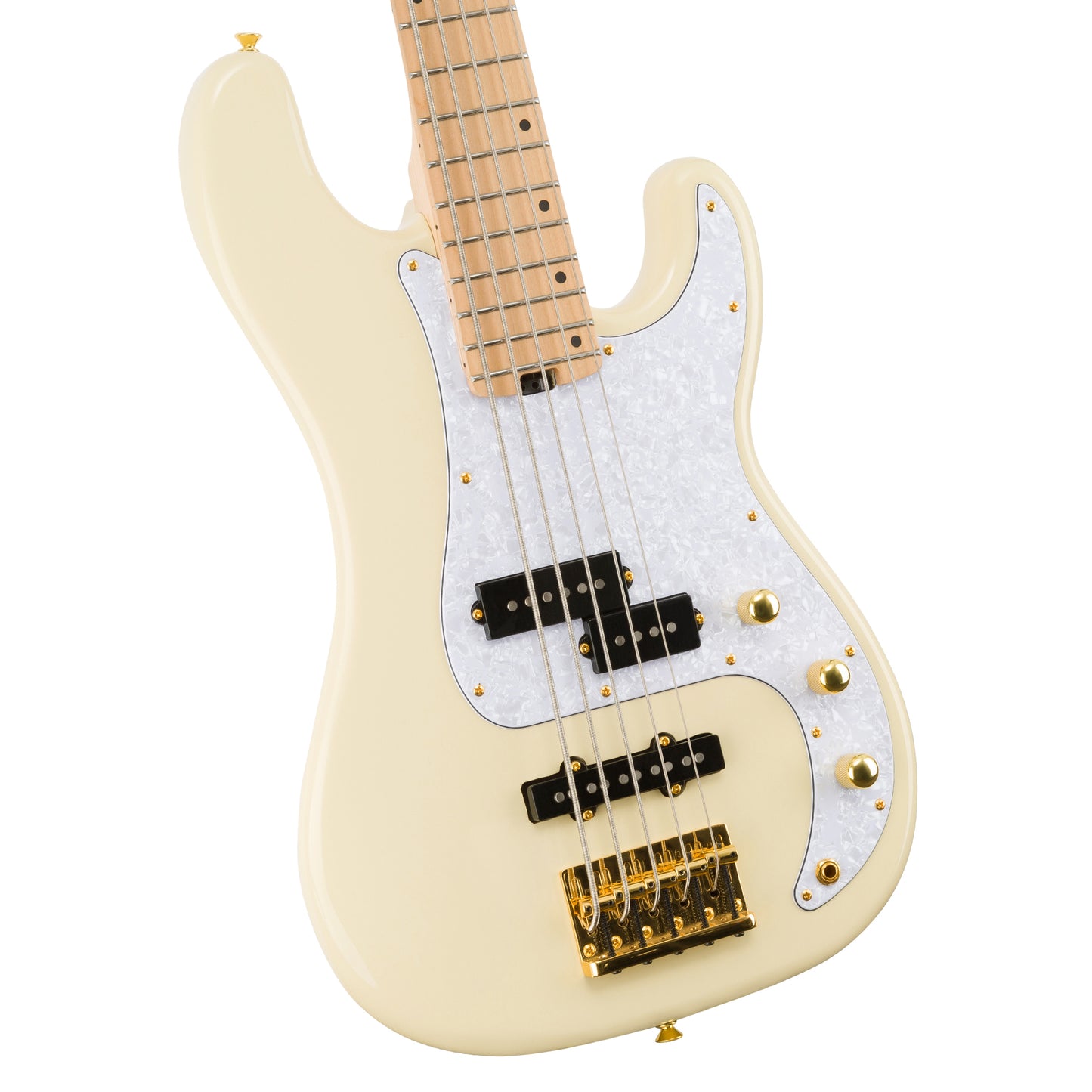 Allen Eden Guitars Celeste V Electric Bass Guitar Magnolia White