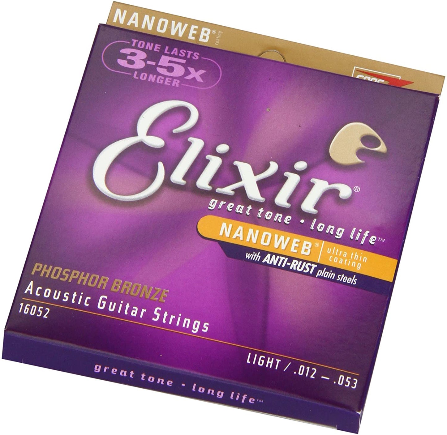 Elixir Strings 16052 Phosphor Bronze Acoustic Guitar Strings - .012-.053 Light