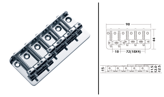 5 String Bass Bridge Chrome BB501-CR