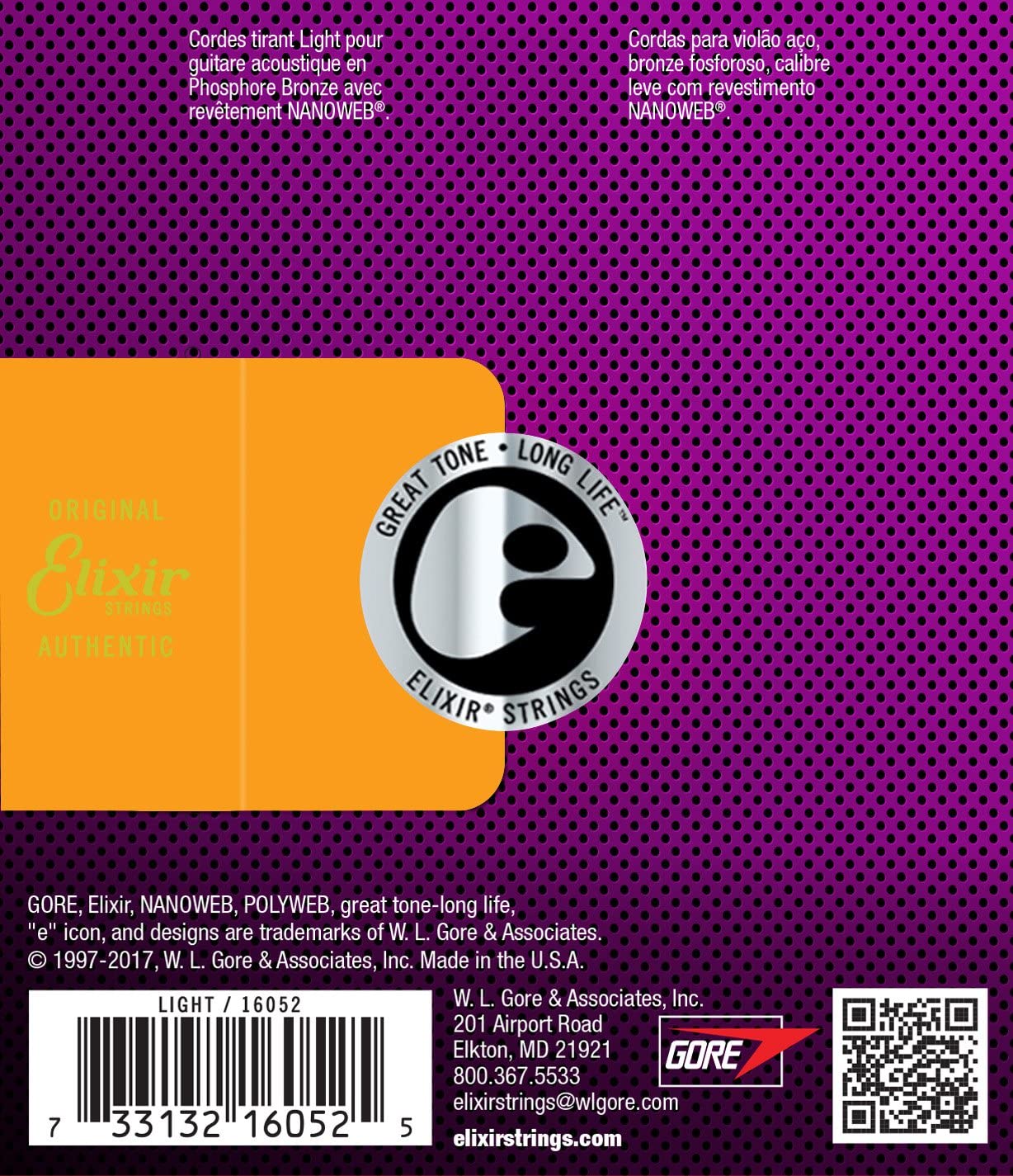 Elixir Strings 16052 Phosphor Bronze Acoustic Guitar Strings - .012-.053 Light