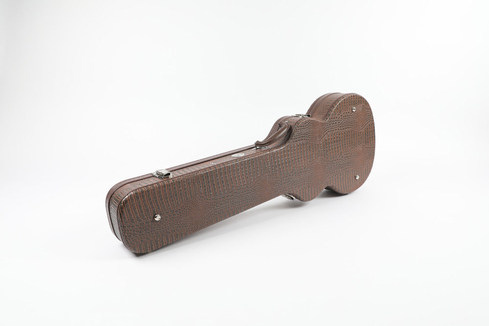 Allen Eden Brown Alligator Skin Hardshell Guitar Case for Arch Top Les Paul Styles