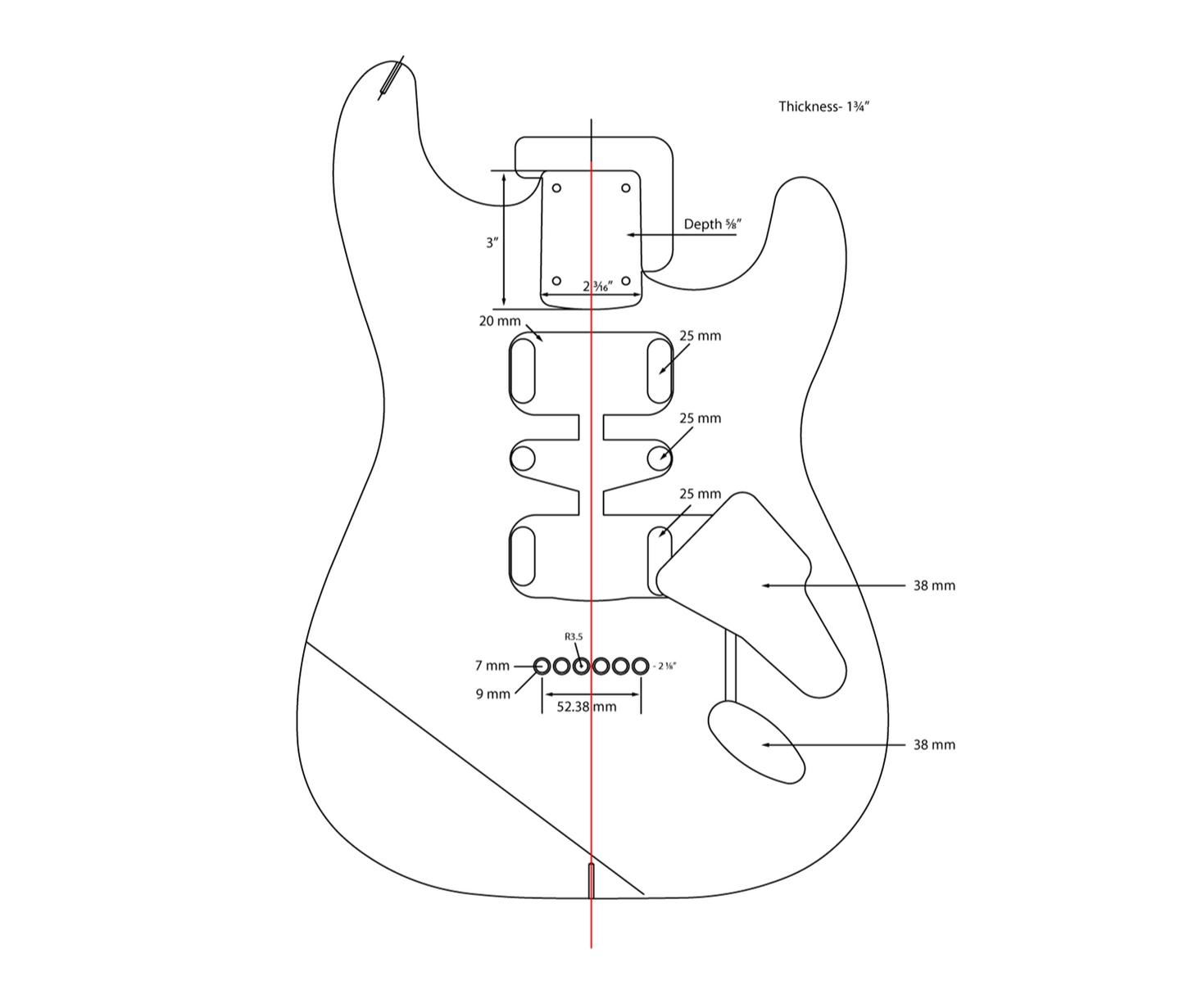 AE Guitars® S-Style Alder Replacement Guitar Body Black