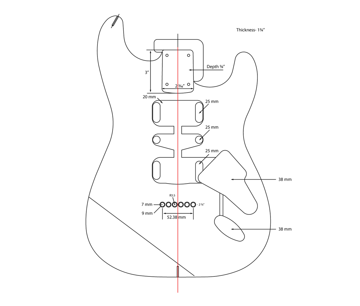 AE Guitars® S-Style Alder Replacement Guitar Body Miami Blue