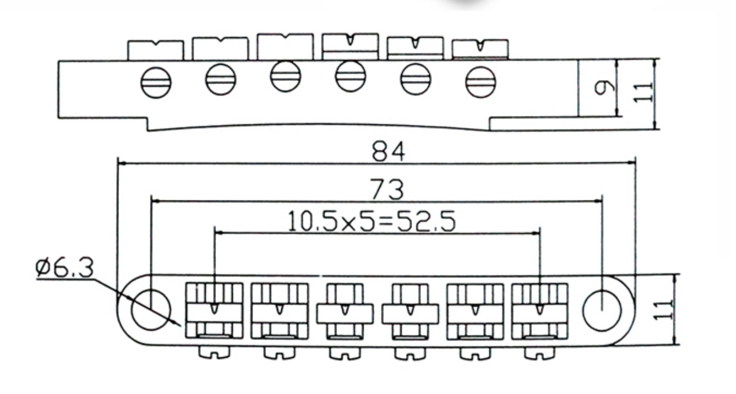 Tune-O-Matic Guitar Bridge Modern Spacing - Chrome