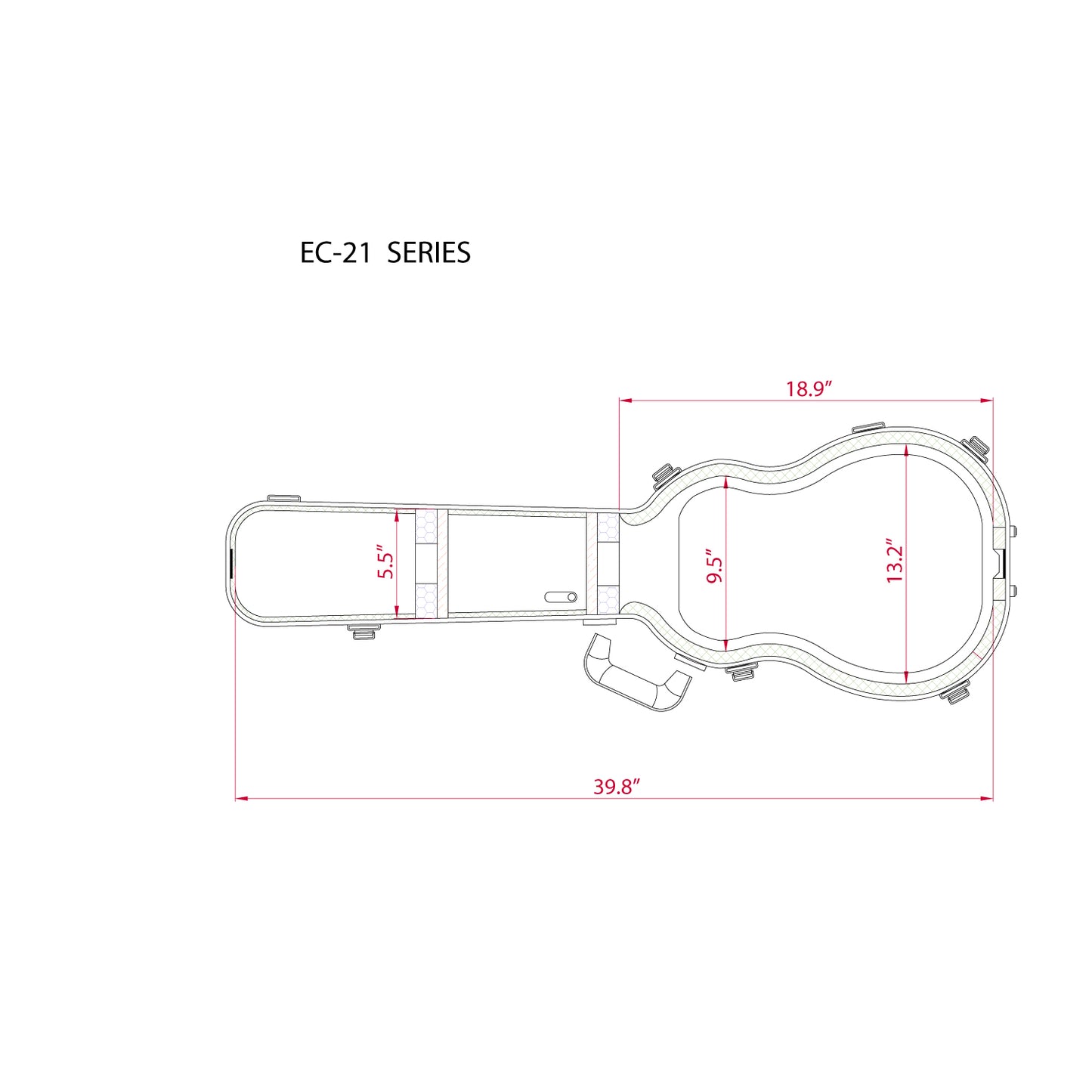 Allen Eden Black Hard Shell Guitar Case for Arch Top Les Paul Styles