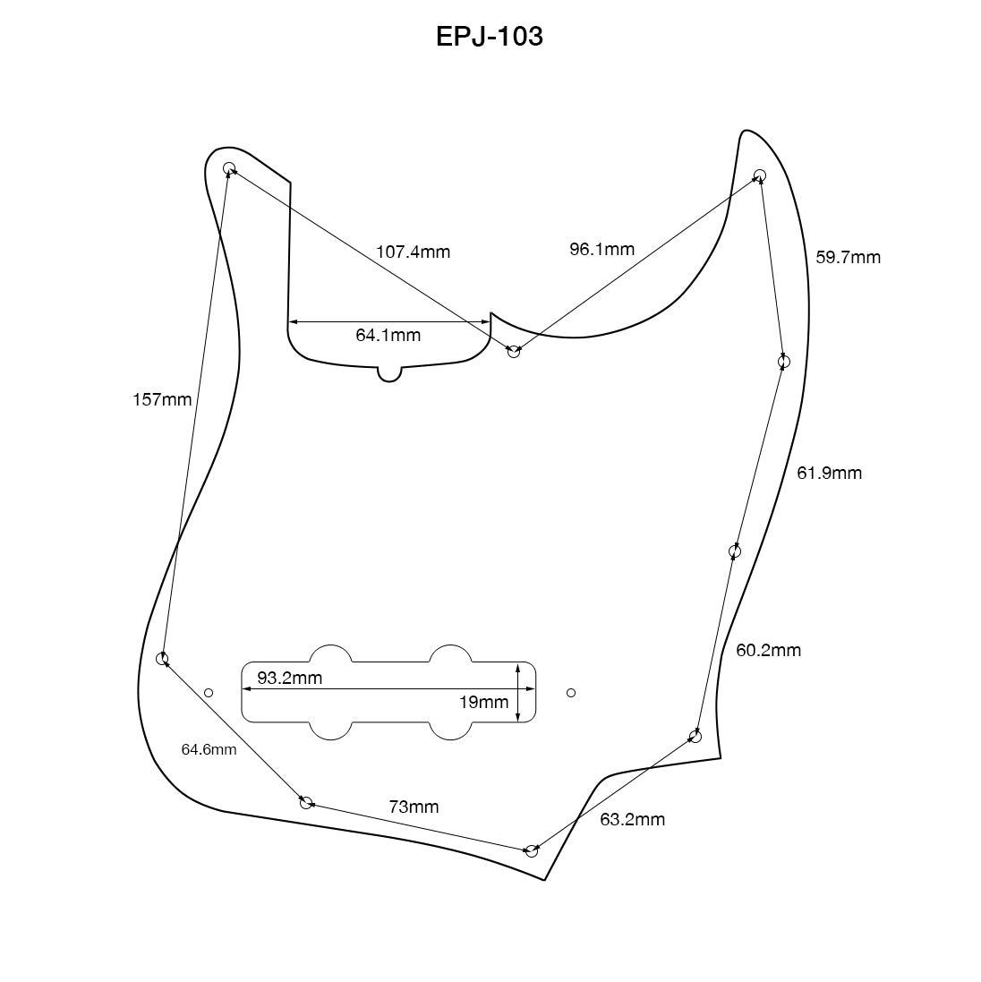 AE Guitars® J-Bass 3-PLY B/W/B Black Pickguard