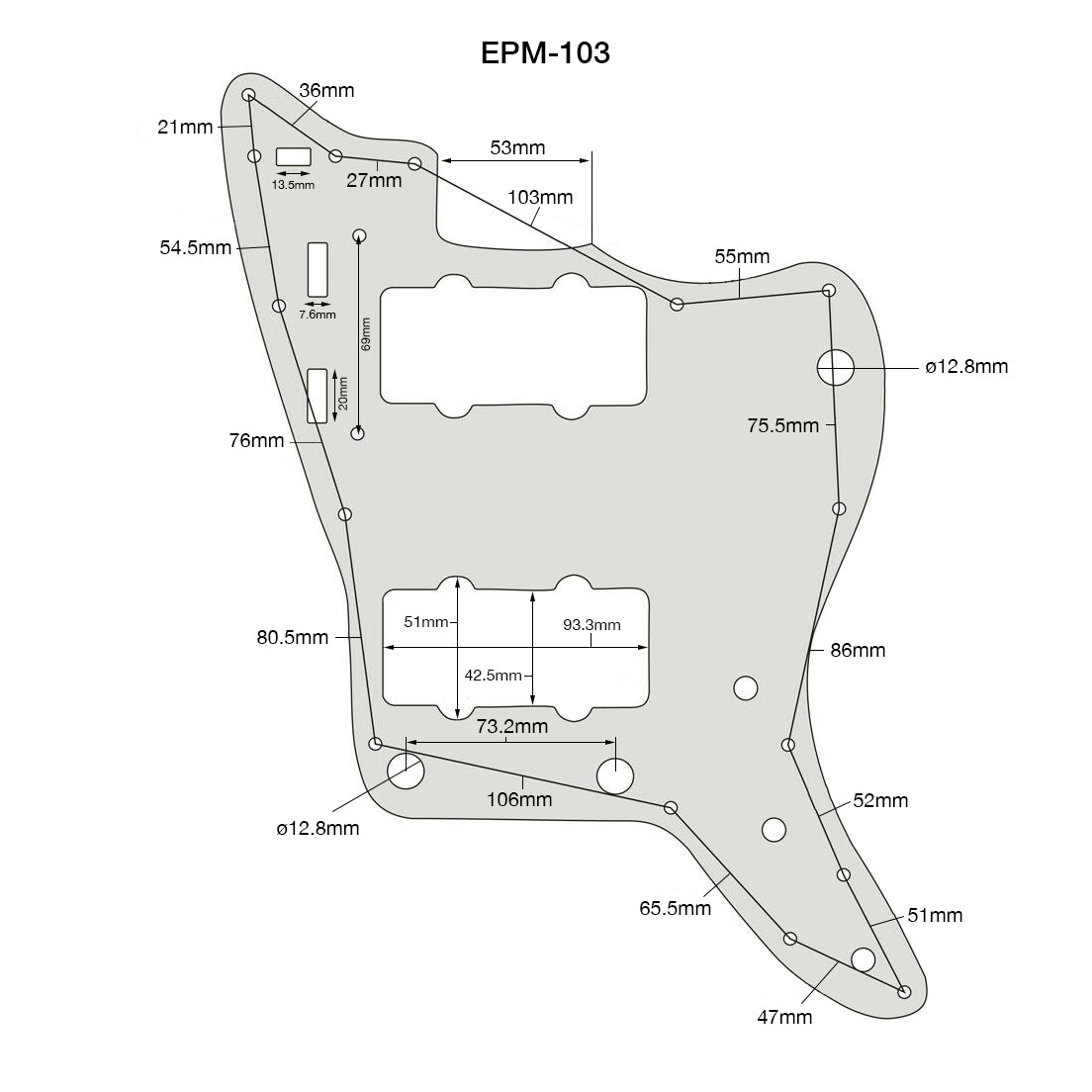 3-Ply Jazzmaster Pickguard for Fender American USA White Pearl