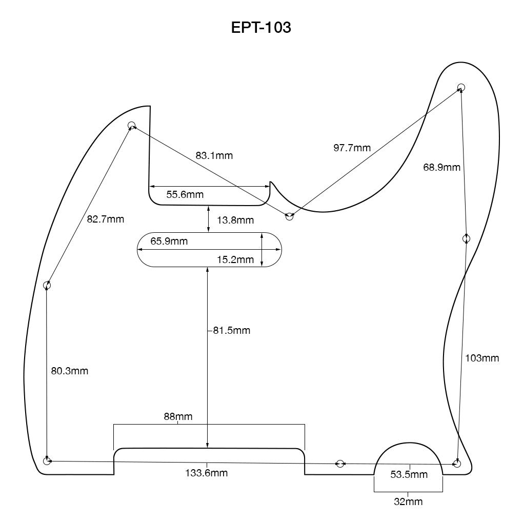 AE Guitars® Single Coil T-Style 3-PLY B/W/B Tortoise Pickguard