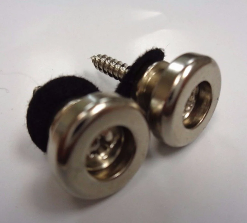Chrome Guitar Strap Buttons with Washers & Screws