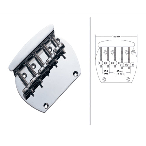 Chrome 5 String Bass Guitar Bridge for Music Man Style Bass