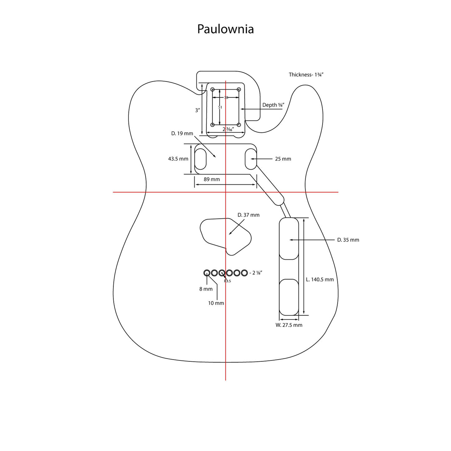 AE Guitars® T-Style Paulownia Replacement Guitar Body Silver Variant
