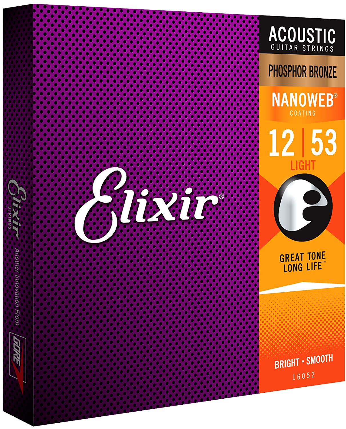 Elixir Strings 16052 Phosphor Bronze Acoustic Guitar Strings - .012-.053 Light