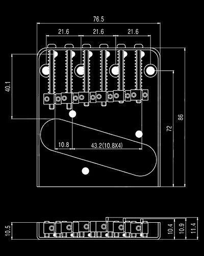Vintage Style 6 Saddle Ashtray Bridge for Electric Guitar