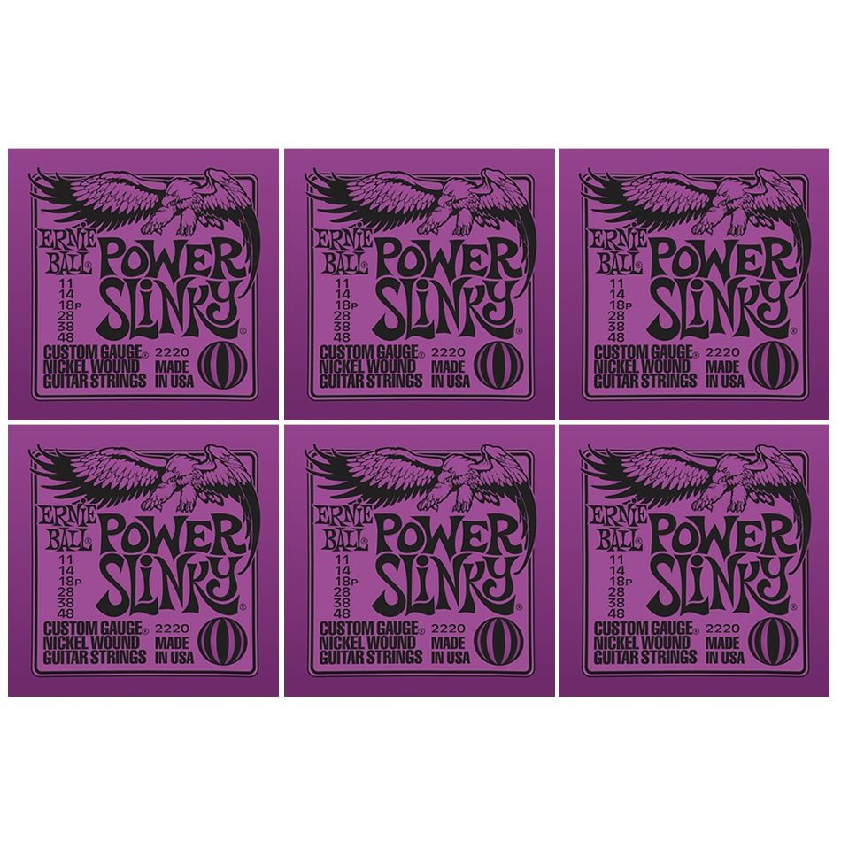 Ernie Ball Power Slinky Nickel Wound Electric Guitar Strings 11-48 Gauge 6 Pack