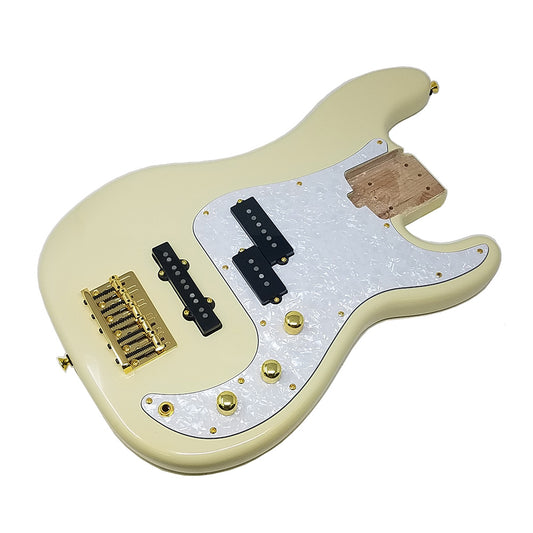 Allen Eden Guitars 5-String Electric Bass Guitar Body Magnolia White