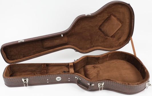 Allen Eden Alligator Leather Case w/ Soft Coffee Velour for ES-335 Styles